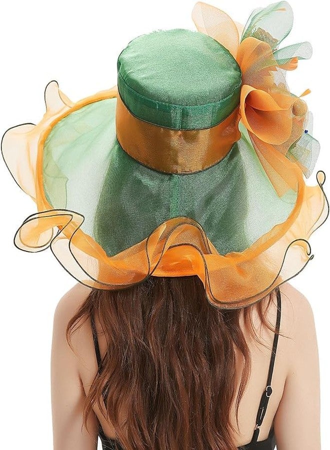 ORIDOOR Women Organza Fascinator Kentucky Hat Derby Floral Tea Party Wedding Hat 867 Orange … - Image 3